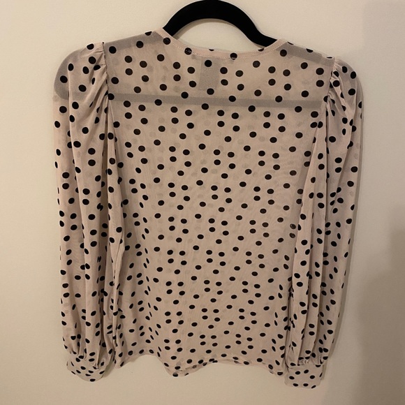 extremely soft beige with black polka dots sheer blouse - Picture 2 of 2